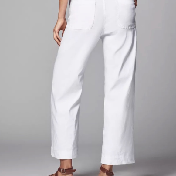 The Colette White Scallop-Pocket Wide-Leg Pants by Maeve - Picture 3 of 5